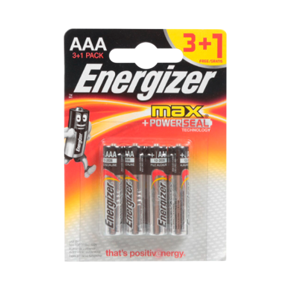 Батарейка Energizer PLUS+Power Seal LR03 AAA BL3+1 Alkaline 1.5V (4/48)