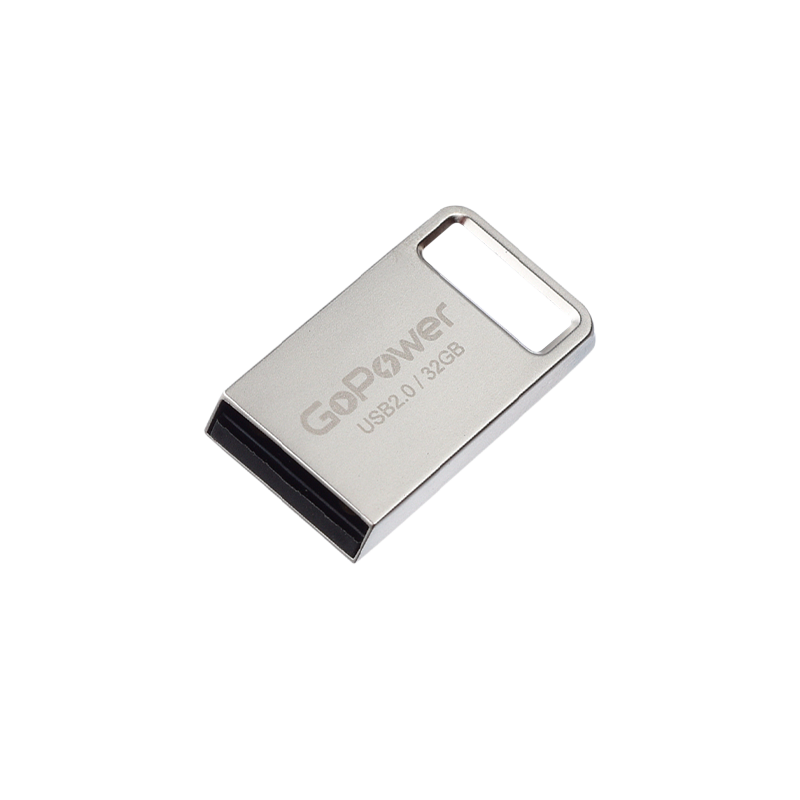 Флеш-накопитель GoPower MINI 32GB USB2.0 металл серебряный (1/50/1000)
