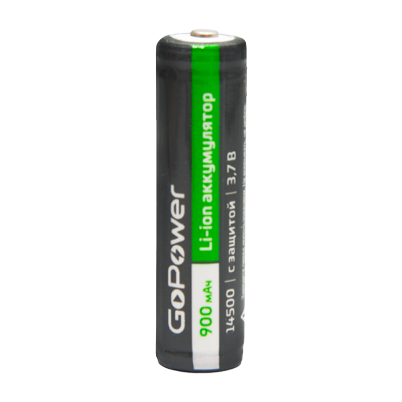 Аккумулятор Li-ion GoPower 14500 AA BL1 3.7V 900mAh с защитой выс.конт. (1/6/120)
