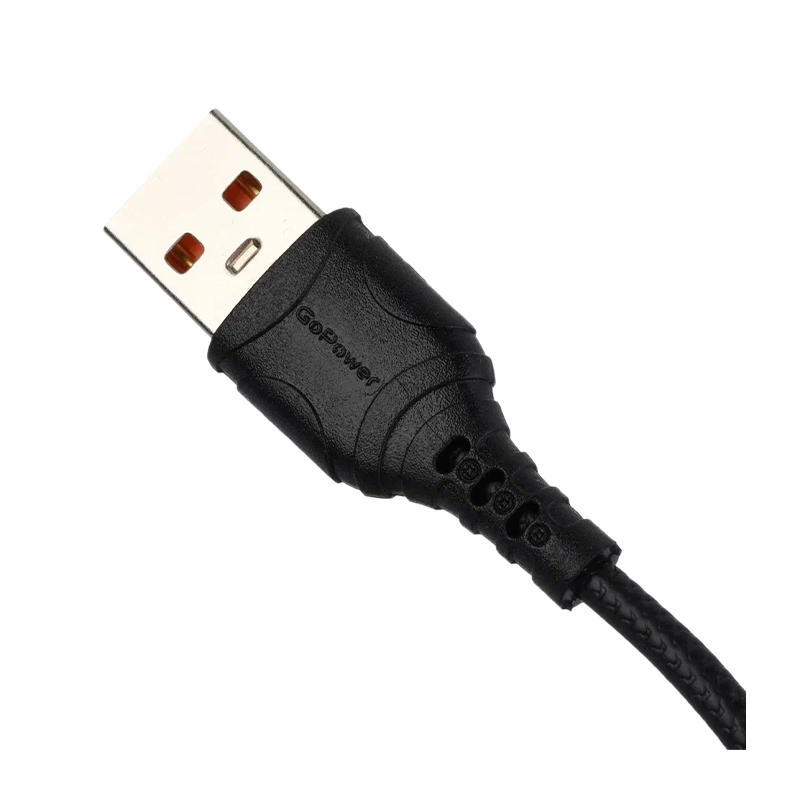 *Кабель GoPower GP06T USB (m)-Type-C (m) 1.0м 2.4A ПВХ черный (1/200/800) 