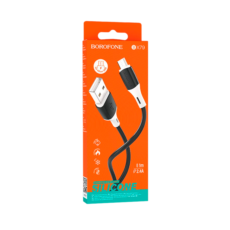 Кабель Borofone BX79 USB (m)-Type-C (m) 1.0м 2.4A силикон черный (1/360)