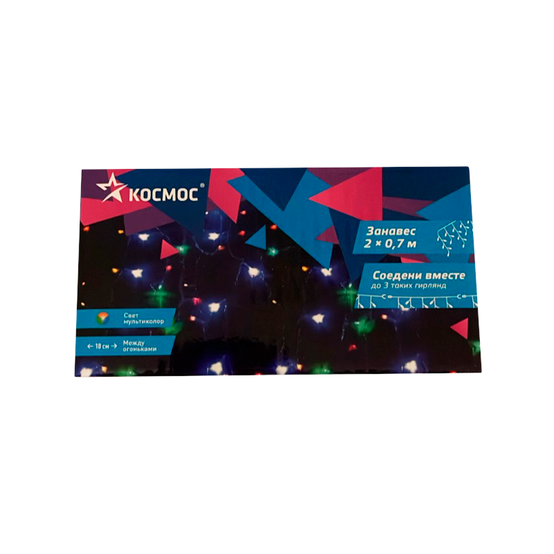 Гирлянда Космос "Бахрома" 100LED 2x0.7м схема нитей 4/8/6/7 мульти (1/24)