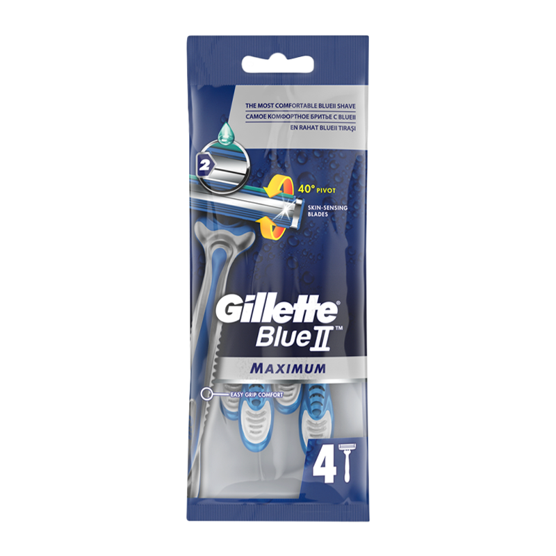 Бритва Gillette Blue II Maximum 2 лезвия пластиковая ручка плавающая головка 4шт. (1/12)