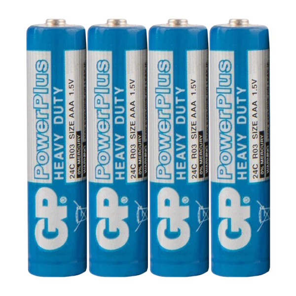 Батарейка GP PowerPlus R03 AAA Shrink 4 Heavy Duty 1.5V (4/40/200/1000)