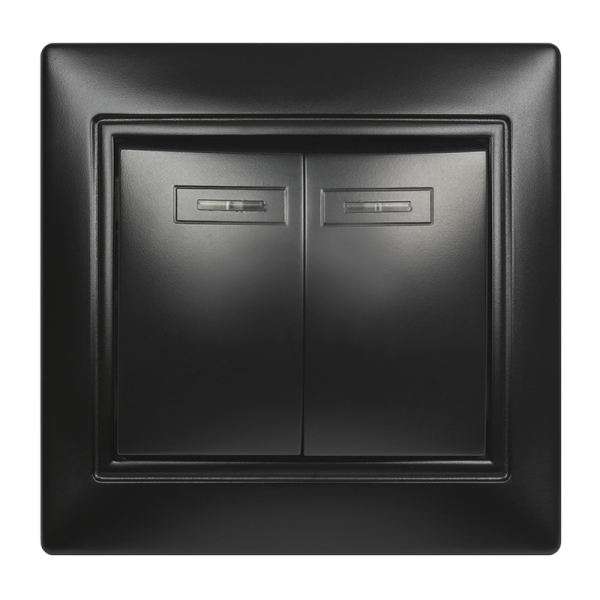 Выключатель Smartbuy 2-клавишный с индикатором 10А черный, "Венера"