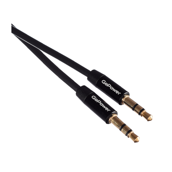 Кабель AUX GoPower Jack 3.5mm (m)-Jack 3.5mm (m) 1.0м TPE черный Premium Zip-Lock c подвесом (1/500)