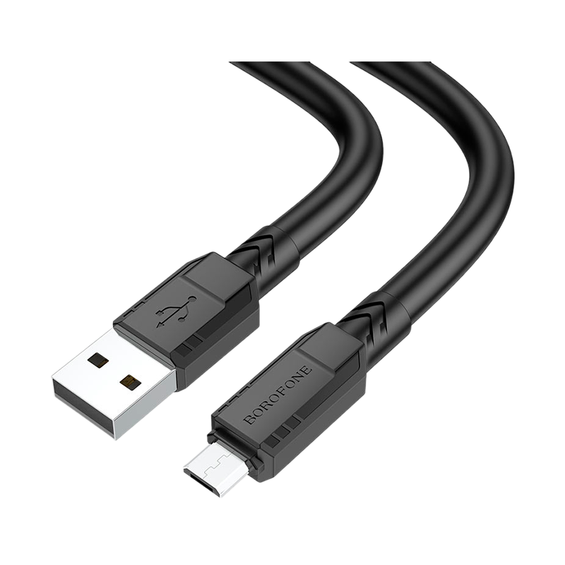 Кабель Borofone BX81 USB (m)-microUSB (f) 1.0м 2.4A ПВХ черный (1/360)