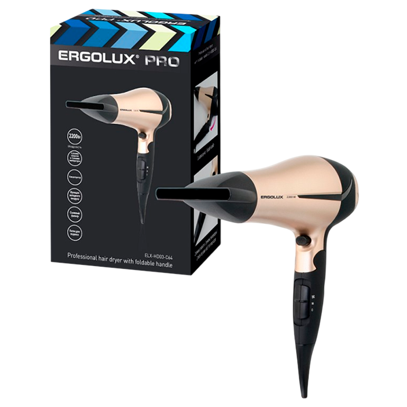 Фен Ergolux ELX-HD03-C64 2200W золотой черный