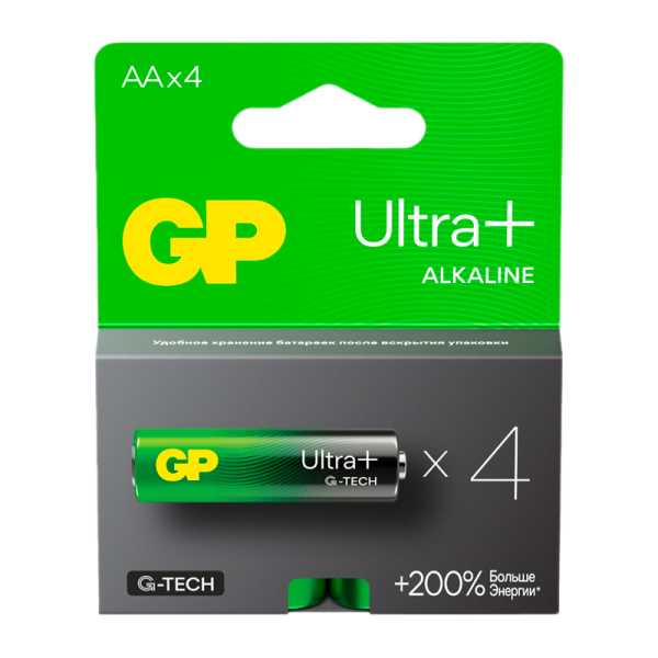 Батарейка GP ULTRA PLUS G-tech LR6 AA BL4 Alkaline 1.5V (4/40/320) R