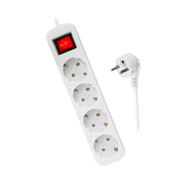 Удлинитель Defender S418 4р.С/З 10A 1.8м с выкл. белый (1/30)