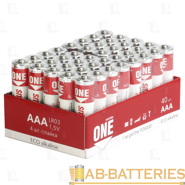 Батарейка Smartbuy ONE ECO LR03 AAA Shrink 40 Alkaline 1.5V (40/960)