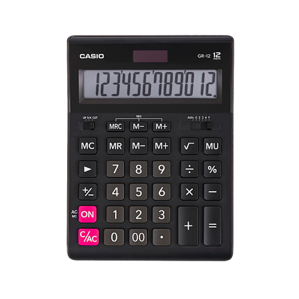 Калькулятор полноразмерный Casio GR-12 12-разрядный для бухгалтеров черный (1/10/40)