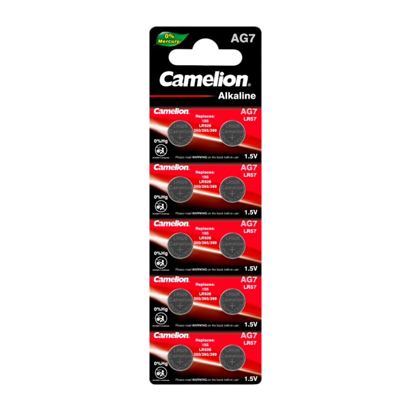 Батарейка Camelion G7/LR926/LR57/395A/195 BL10 Alkaline 1.5V (10/100/3600)
