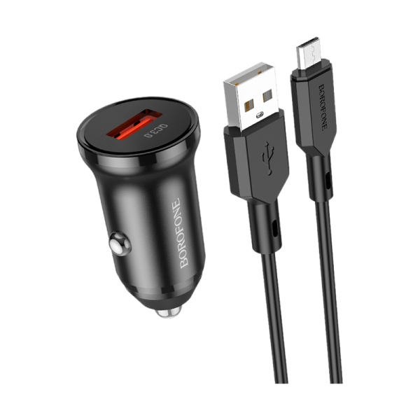 Сетевое З/У Borofone BZ18 1USB 2.1A 18W QC3.0 с кабелем microUSB черный (1/48/192)