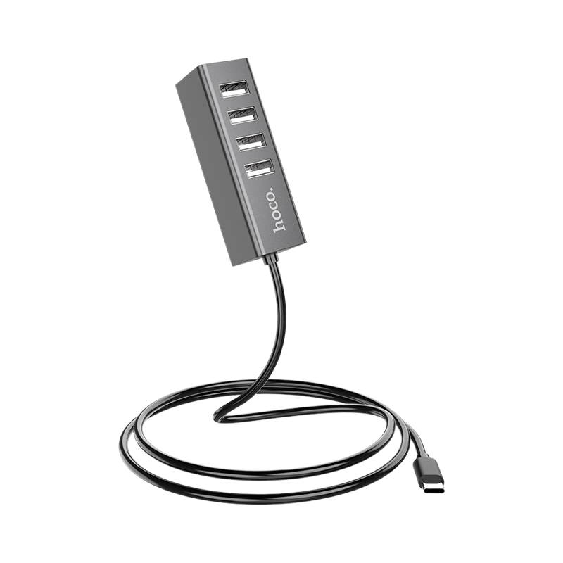 USB-Хаб HOCO HB1 4USB USB (m) серый (1/12/120)