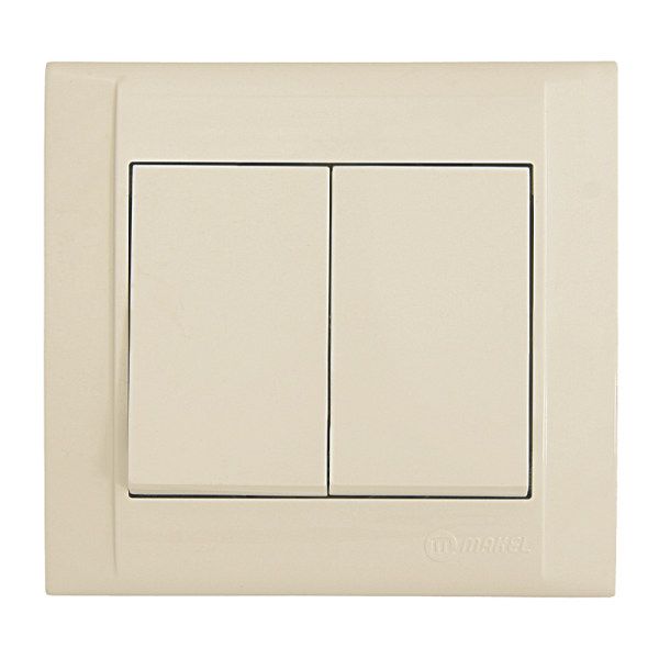 Выключатель Makel Defne 2-клав.10A пластик кремовый 42010003 (1/12)