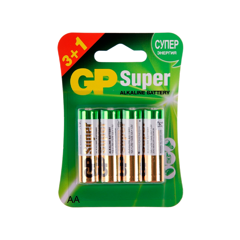 Батарейка GP Super LR6 AA BL3+1 Alkaline 1.5V (4/40/320)