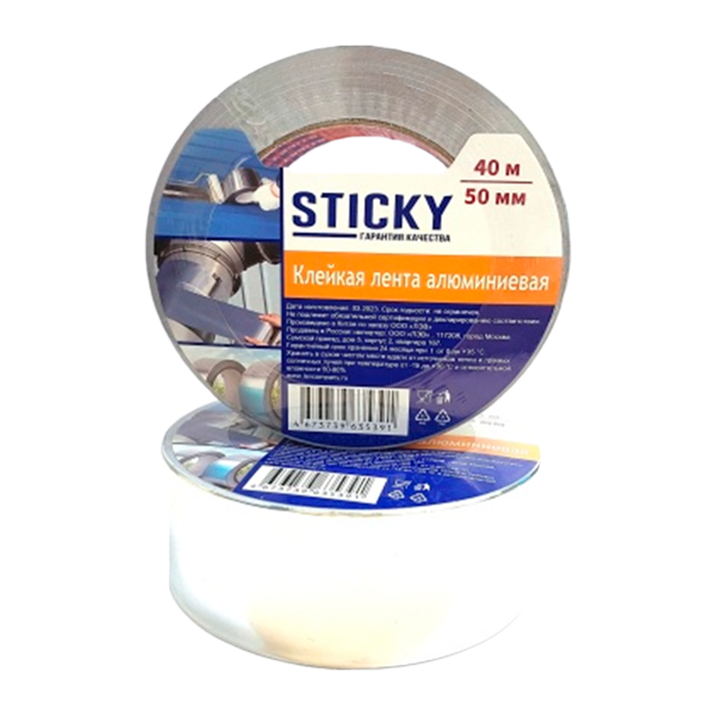 Клейкая лента STICKY 50мм*25м алюминий акрил 50мкм (1/36)