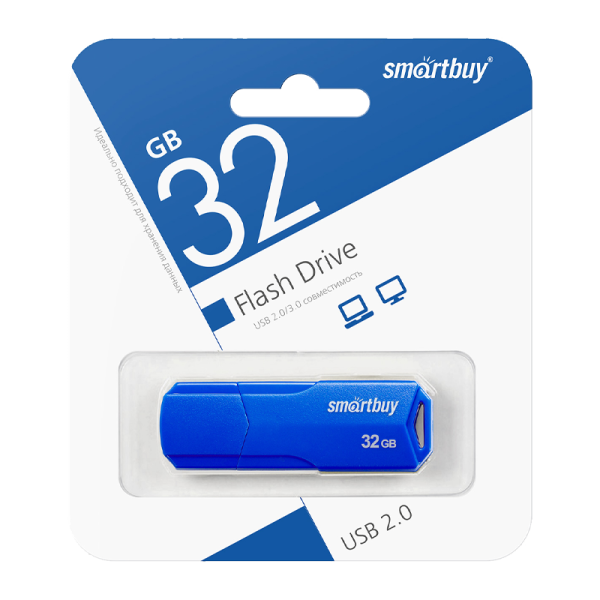 Флеш-накопитель Smartbuy Clue 32GB USB2.0 пластик синий