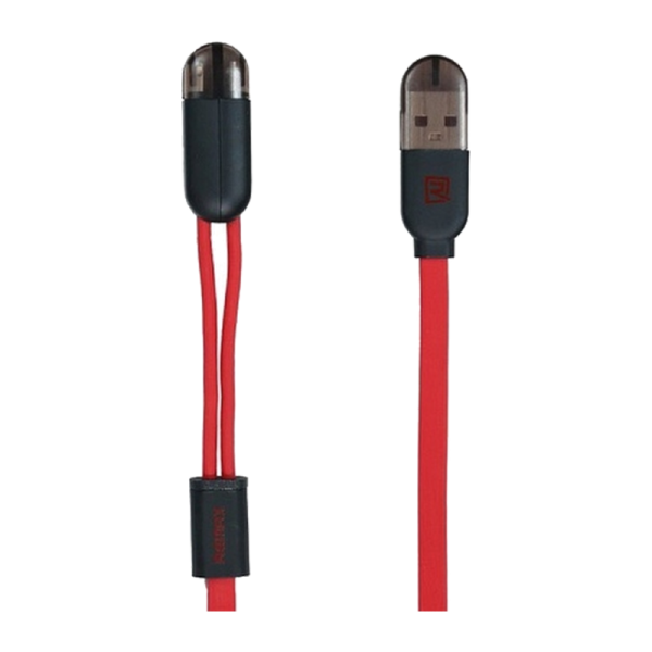 USB Кабель REMAX Binary 2in1 (Micro-Iphone 5/6/7/SE) 1M RC-025t Красный