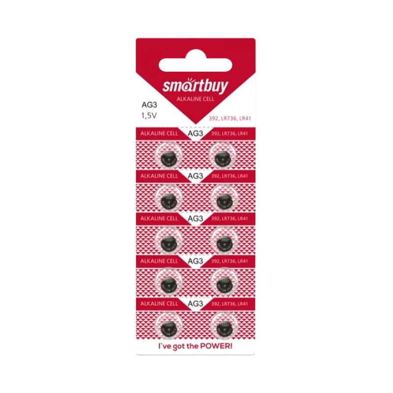 Батарейка Smartbuy G3/LR736/LR41/392A/192 BL10 Alkaline 1.5V (10/100/2000)