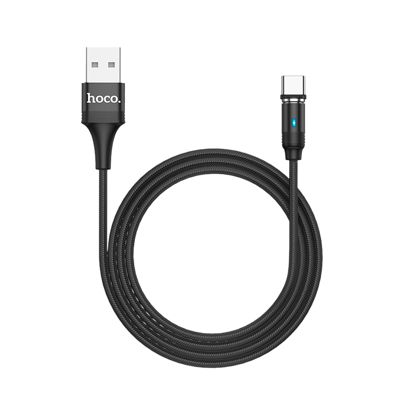 Кабель HOCO U76 USB (m)-Type-C (m) 1.2м 3.0A нейлон магнит черный (1/22/220)