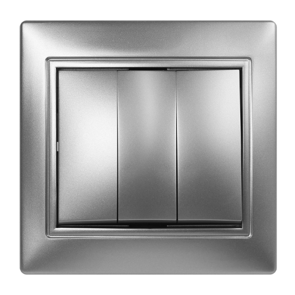 Выключатель Smartbuy 3-клавишный 10А серебро "Венера"