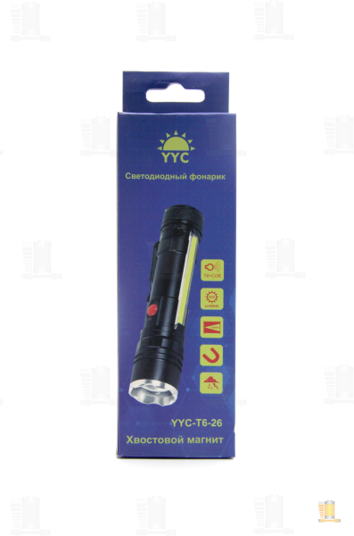 Фонарь туристический Без бренда YYC-T6-26 COB от аккумулятора с магнитным держателем черный