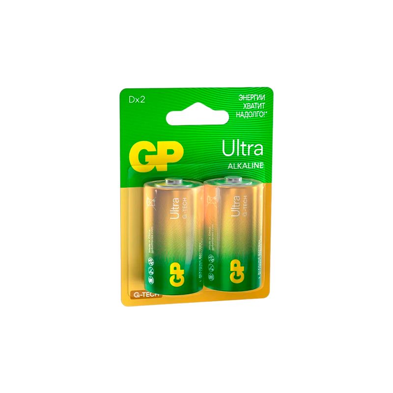 Батарейка GP ULTRA G-Tech LR20 D BL2 Alkaline 1.5V (2/20/160)