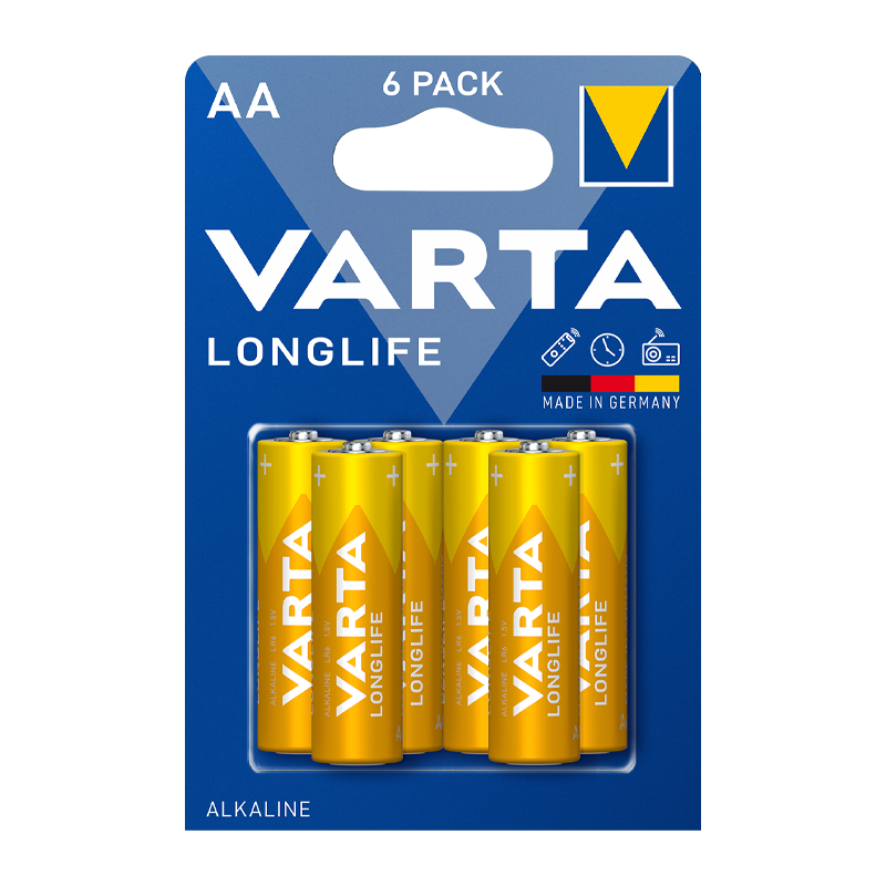 Батарейка Varta LONGLIFE LR6 AA BL6 Alkaline 1.5V (4106) (6/60/300)