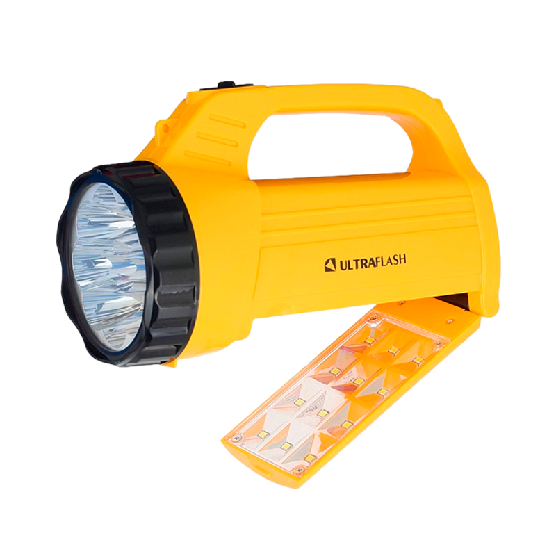 Фонарь туристический Ultraflash LED3819CSM 1.2W 9LED+12SMD от аккумулятора IP22 2 режима желтый (1/4