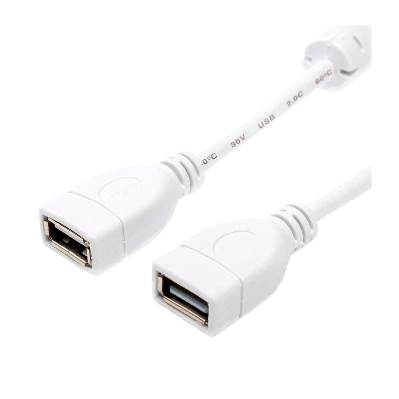Кабель Atcom USB (f)-USB (f) 1.8м силикон стаб.напр. белый (1/10/250)