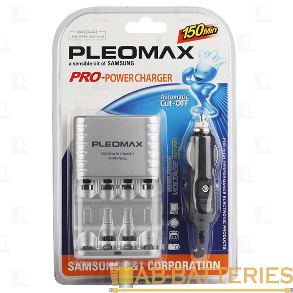 З/У для аккумуляторов Pleomax 1014 AA/AAA 4 слота +4AA 2700mAh+штекер в прикуриватель (1/6/24/480)