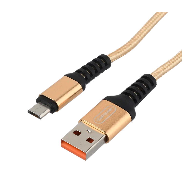 *Кабель GoPower GP02M USB (m)-microUSB (m) 1.0м 2.4A нейлон золотой (1/200/800) 