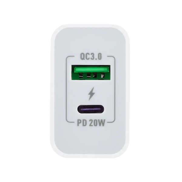 Сетевое З/У GoPower GPQC08 1USB+1Type-C 20W QC3.0 белый