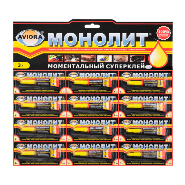 Супер-клей Aviora МОНОЛИТ 3г универсальный BL12 (12/288)