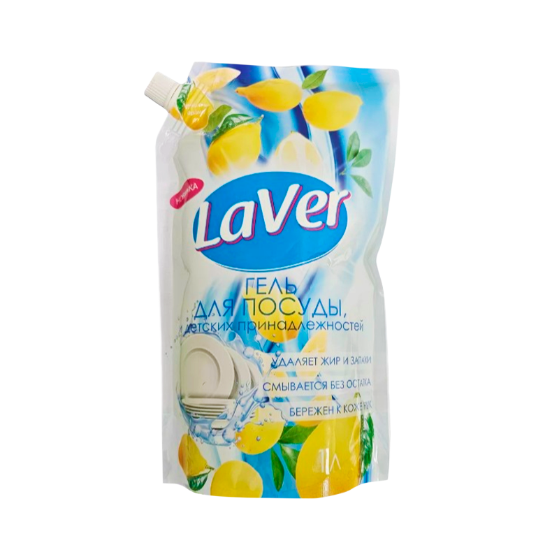 Гель для мытья посуды и детских принадлежностей LaVer Лимон 1л дой-пак (1/6/90)