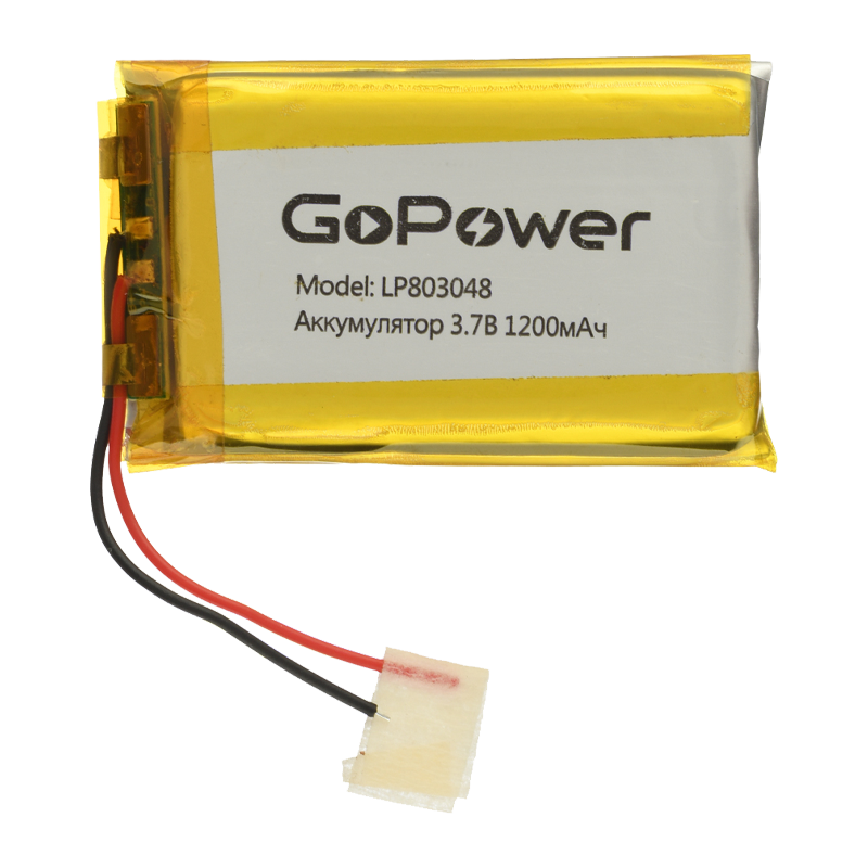 Аккумулятор Li-Pol GoPower LP803048 PK1 3.7V 1200mAh с защитой (1/10)