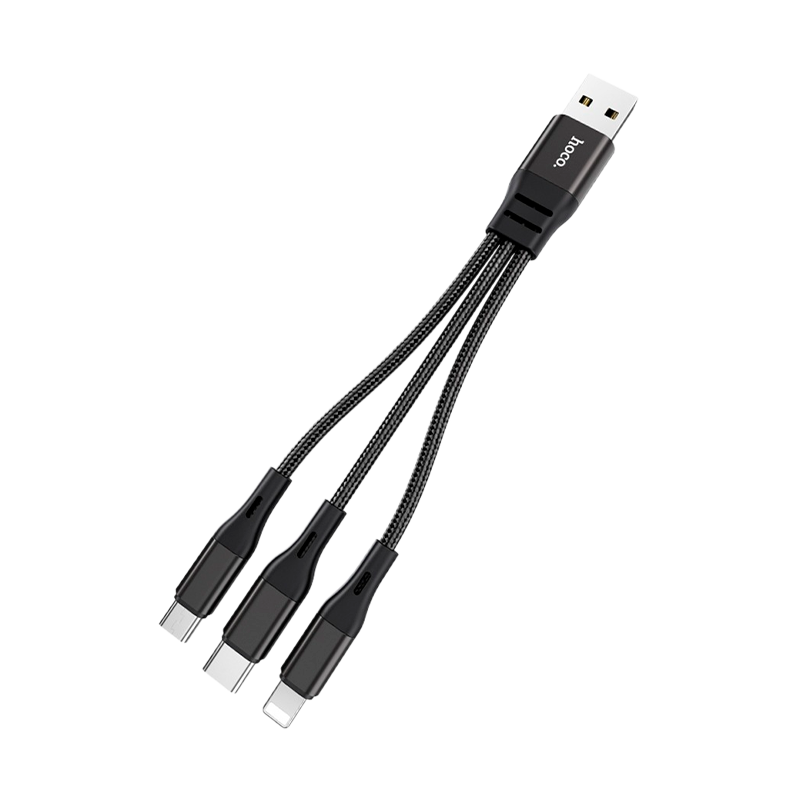 Кабель HOCO X47 USB (m)-Lightning/Type-C/microUSB (m) 0.25м 2.4A нейлон черный (1/31/310)