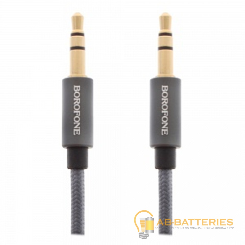 Кабель AUX Borofone BL3 Jack 3.5mm (m)-Jack 3.5mm (m) 1.0м нейлон серый (1/50/200)