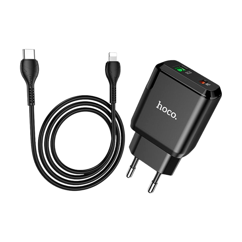 Сетевое З/У HOCO N5 1USB/Type-C 3.0A 20W PD3.0 черный (1/12/120)