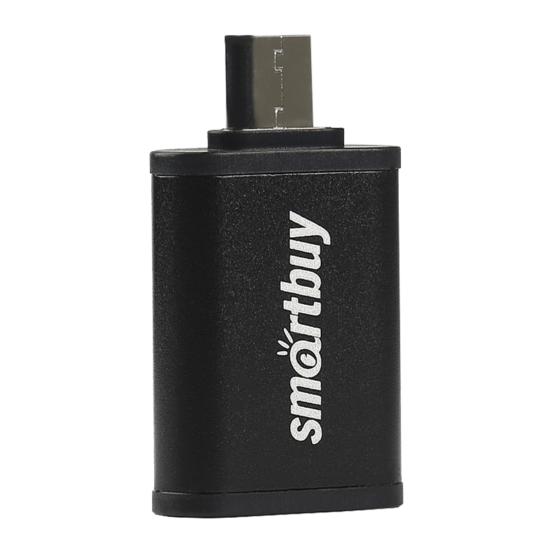 Переходник Smartbuy microUSB (m)-USB (f) пластик черный (1/150)