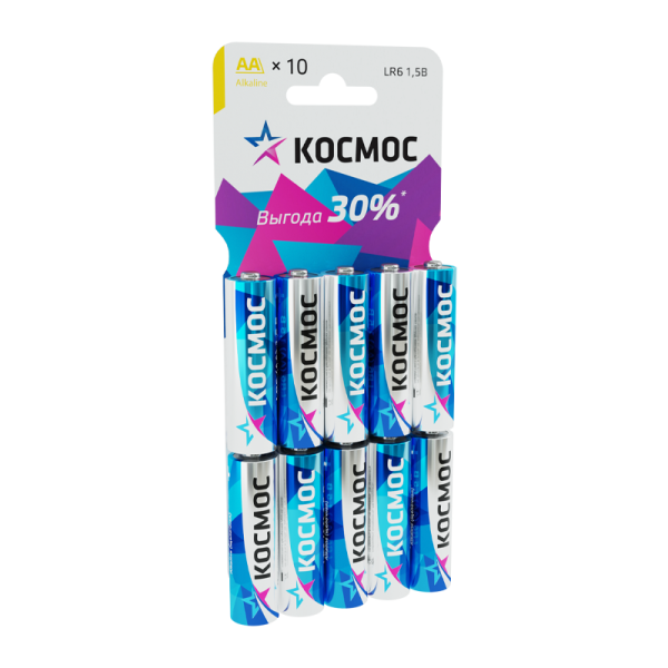 Батарейка Космос LR6 AA BL10 Alkaline 1.5V (10/300/600)