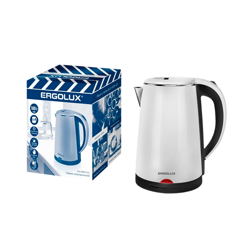 Электрочайник Ergolux ELX-KS09-C41 1600W 1.8л черный белый (1/12)