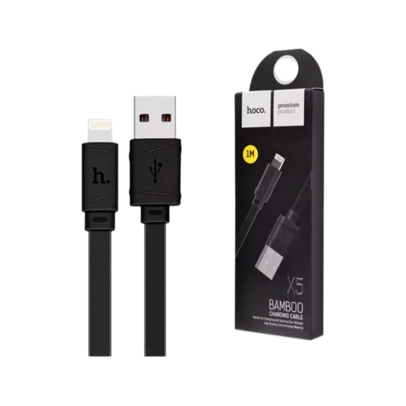 Кабель HOCO X5 USB (m)-Lightning (m) 1.0м 2.4A ПВХ черный (1/30/300)