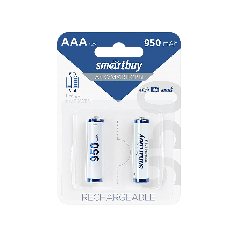 Аккумулятор бытовой Smartbuy HR03 AAA BL2 NI-MH 950mAh (2/24/240)