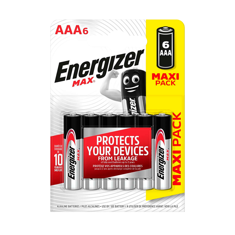 Батарейка Energizer MAX+Power seal LR03 AAA BL6 Alkaline 1.5V (6/72)