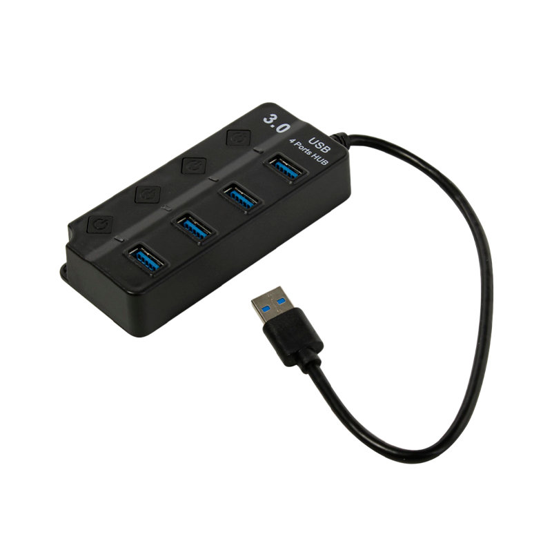 USB-Хаб Smartbuy 7324 4USB USB3.0 с выключателем черный (1/100)