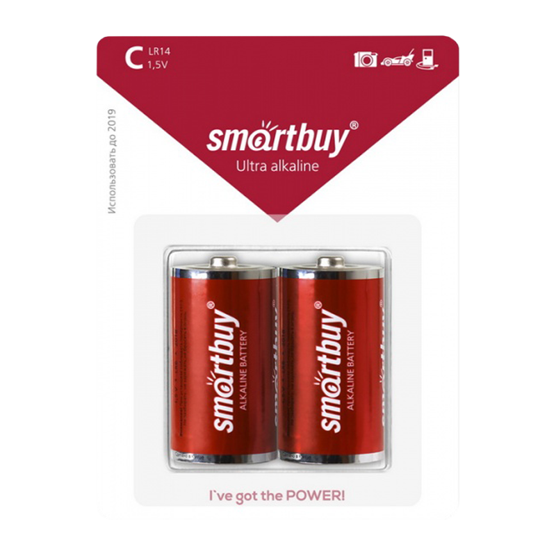 Батарейка Smartbuy LR14 C BL2 Alkaline 1.5V (2/12/192)
