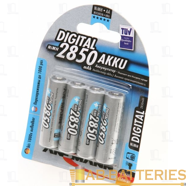 Аккумулятор бытовой Ansmann HR6 AA BL4 NI-MH DIGITAL 1.2V 2850mAh (4/48)